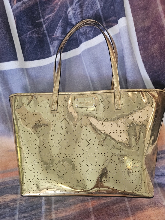 kate spade Handbags - kate spade Metallic Gold Perforated Patent Tote
